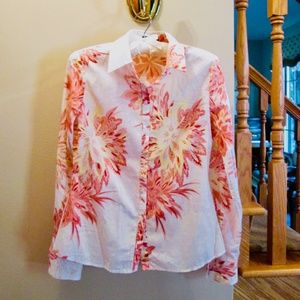 Tahari Exotic Floral Print Button-down Blouse